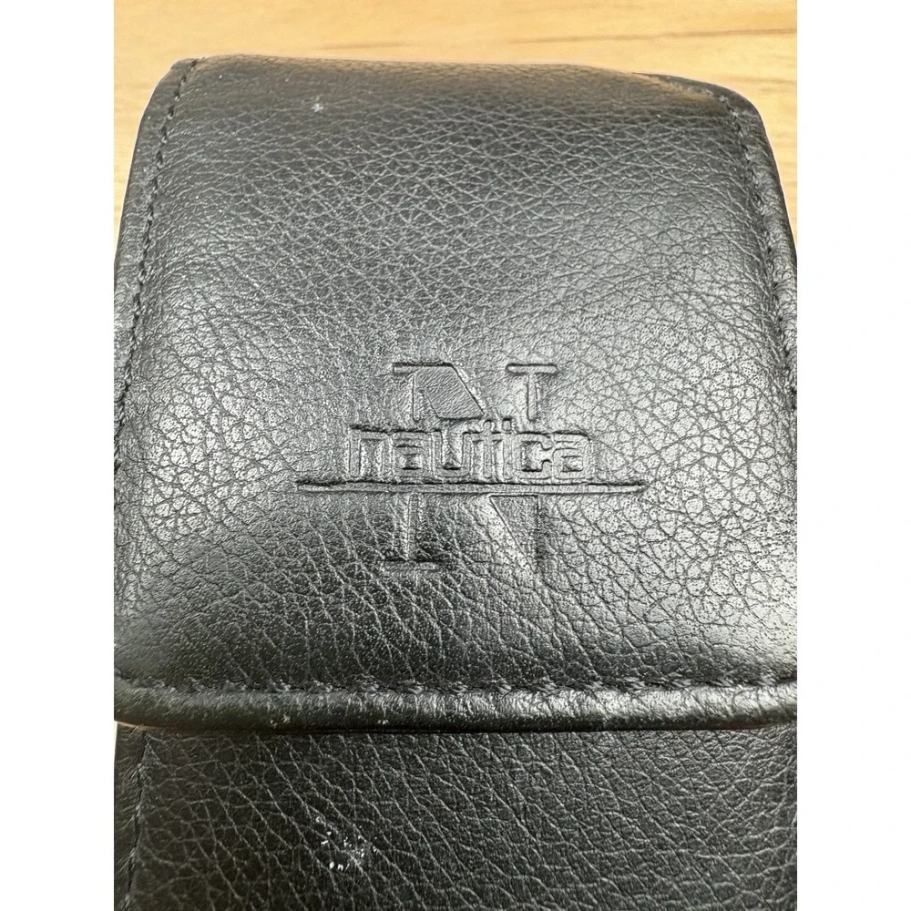 Vintage Nautica Leather Cell Phone Case Holster Belt Clip Black 96065
